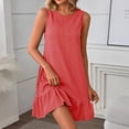 thumbnail image 6 of cocolona Womens Summer Mini Dress Crew Neck Sleeveless Ruffle Flowy Tank Dress Casual Vacation Beach Sundress, 6 of 6