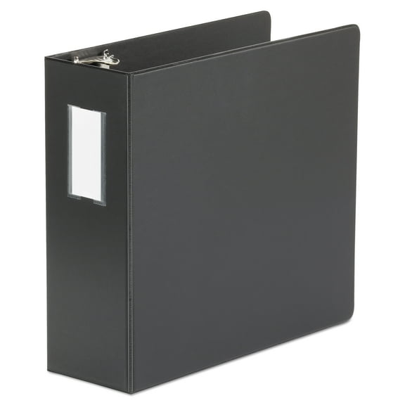 Universal Deluxe 3 D-Ring Binder with Label Holder, 4" Capacity, 12.20x11.60x4.35, Black