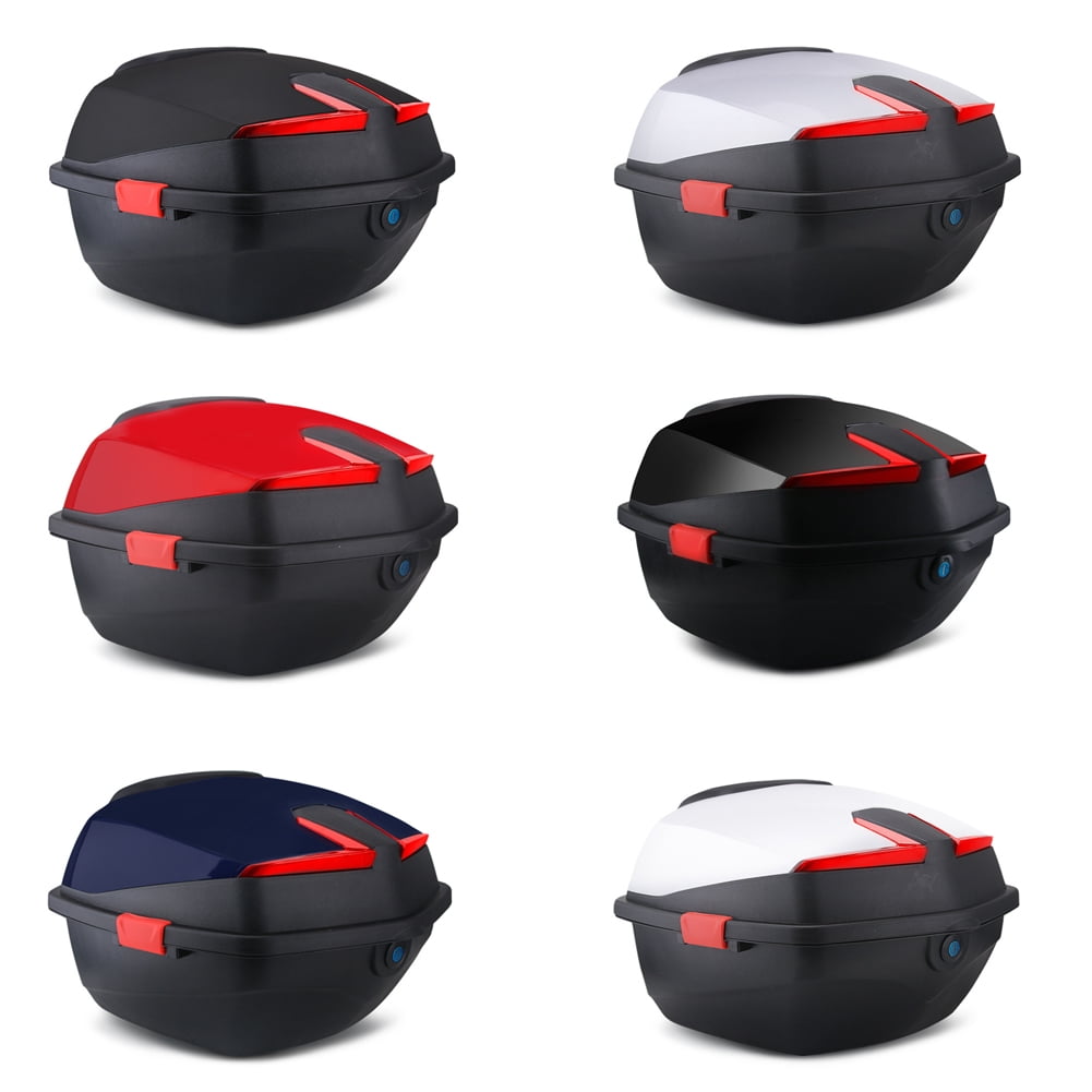 Motorcycle Rear Top Box, Waterproof Motorcycle Scooter Tail Box Trunk Luggage Box, Large Capacity Lockable Carrier Case For Helmet Luggage Storage