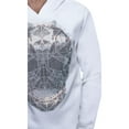 thumbnail image 3 of HEADS OR TAILS Mens Geometric Skull Rhinestone Hoodie, White, M, 3 of 6