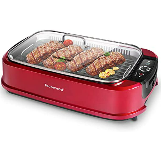 Techwood Indoor Grill Electric Grill, 1500W Indoor Korean BBQ Smokeless  Grill with Tempered Glass Lid, Drip Tray & Portable Non-Stick Barbecue  Grill 