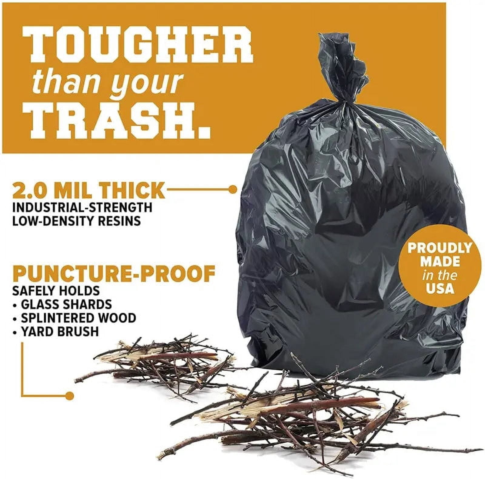 EcoQuality Strong Black Trash Bags 96 Gallon Wastebasket Receptacle Can Liner Large Heavy Duty Garbage Bags, For Kitchen, Household, Industrial, Multi Purpose, Office, Backyard, Contractor (5)