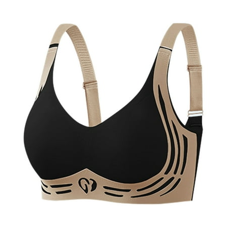 Black Large Women s Comfortable and Brassiere for Women Transparent Shoulder Strap Cordless Sports Bra Pack Backless Spongeless with Convertible Workout Bra Shoulder Stra