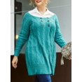 thumbnail image 1 of Más el tamaño del tejido en cable Mock botón suéter largo Rosegal Leggings de talla grande, 1 of 5