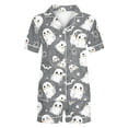thumbnail image 5 of SwiftWear Women's Halloween Pajamas Set Collared Button Down Sleepwear Cute Ghost Spider Print Lounge Shorts Set Soft Homewear S, 5 of 5