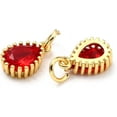 thumbnail image 3 of 2 pc Brass Micro Pave Cubic Zirconia Pendants Real 18K golden Plated Long-Lasting Plated Teardrop Red 12x7.5x3.5mm Hole: 3mm, 3 of 3