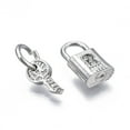 thumbnail image 2 of 20 set Rack Plating Alloy Charms set with Rhinestone and Jump Ring Large Hole Pendants Cadmium Free Nickel Free Lead Free Pad Lock and Key Platinum 14.5x8.5x5mm 11.5x6x2mm Hole: 6mm, 2 of 2