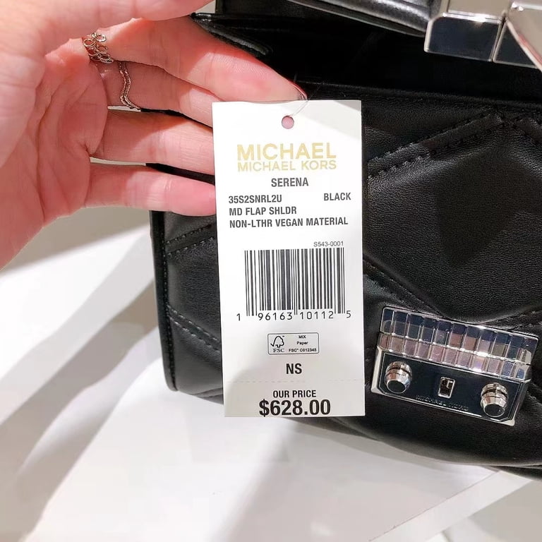 Michael Kors Serena Quilted Bag, Black Faux Leather Diamond Flap 