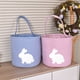 thumbnail image 4 of Cesta de conejito de Pascua a cuadros con asa, bonita bolsa de mano para la caza de huevos, para guardar dulces, regalos y suministros para fiestas., 4 of 8