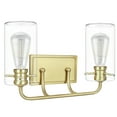 thumbnail image 3 of Aspen Creative 62235-2, Two-Light Metal Bathroom Vanity Wall Light Fixture, 16" Wide, Transitional Design in Antique Brass, 3 of 6