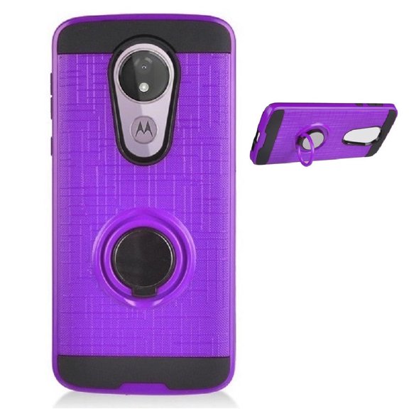 Phone Case for Motorola Moto G7 Power / Moto G7 Supra / Moto G7 Optimo Maxx, Ring Kickstand Hybrid Case Cover (Purple)