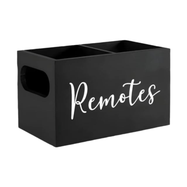 Soporte para control remoto, soporte de madera para control remoto de TV con 2 ranuras, organizador retro para Negro