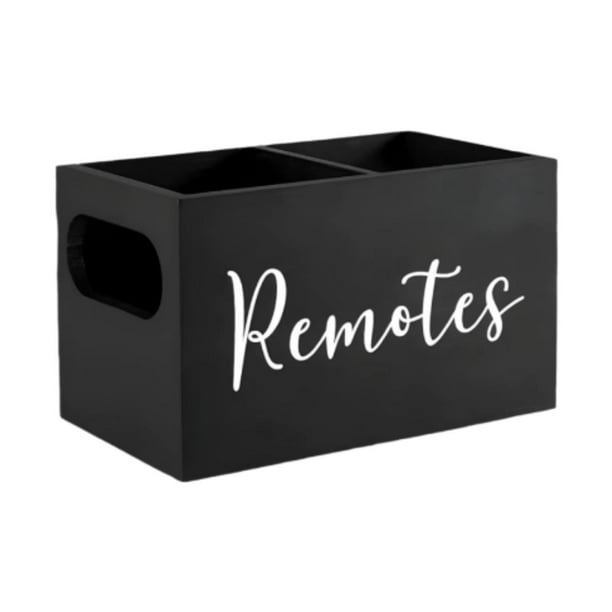 Caja de almacenamiento rústica para control remoto con 2 compartimentos para mesa y cama Negro