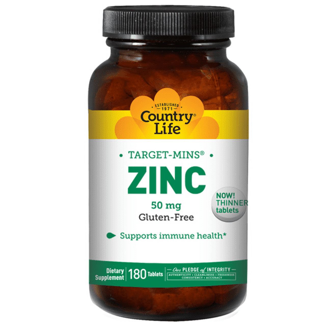 Country Life Target-Mins Zinc 50 mg 180 Tablets - Zinc Supplements for Immune Health - Zinc 50mg - Zinc Support