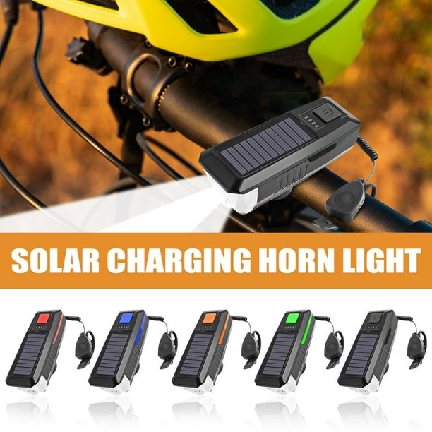Faro solar USB recargable - Luz LED de alta potencia para bicicleta con 3 modos, linterna potente para ciclismo, resistente al agua, montaje fácil con correa