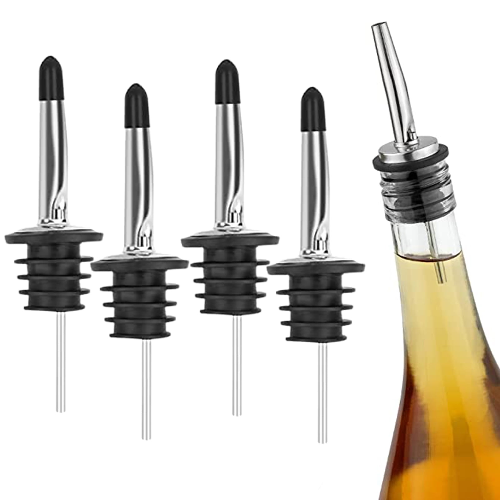 Hadanceo 4Pcs Stainless Steel Olive Oil Spout Wine Stoppers with Sealed