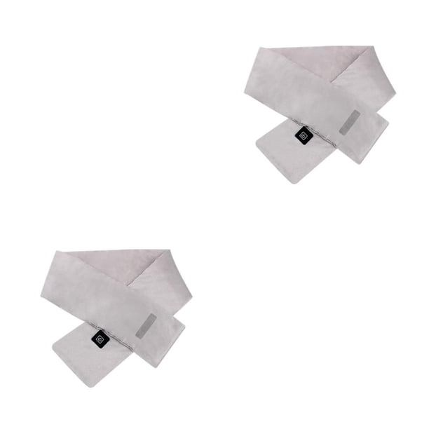 Cateissary Bufanda calentada Temperatura exterior Bufandas de calefacción ajustables Portátil 5W Mantenimiento del calor Transpirable Recargable Silber-Grau 2piezas