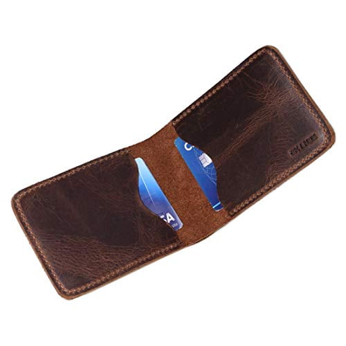 Holds Up to 4 Cards Plus Folded Bills & Coins / Pouch / Case / Purse / Cash Handmade :: Bourbon Brown Hide & Drink Leather Card Holder 