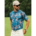 thumbnail image 6 of APTRO Mens Polo Shirt Short Sleeve Floral Golf Shirt Dry Fit Printed Performance Moisture Wicking Collared Polo Shirt Flamingo Navy MPO24 S, 6 of 8