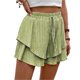 thumbnail image 1 of Pantalones cortos fluidos for mujer, falda pantalón estilo bohemio con volantes y mariposas, cintura alta, tela texturizada, doble capa, Color sólido, informal, 1 of 7