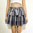 thumbnail image 5 of BFHHYA Metallic Skirt for Girls 3 Layer Ruffle Tiered Mini Skirt Elastic High Waist A Line Flare Skirt Sparkly Party Performance Clothes for Kids, 5 of 6