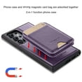 thumbnail image 4 of Compatible with Magsafe for Samsung Galaxy S24 Ultra Wallet Case Magnetic Card Holder, RFID Blocking 2 in 1 Detachable Kickstand Premium PU Leather Shockproof Back Phone Case for Women Men,Purple, 4 of 9