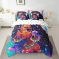 thumbnail image 2 of Afro Girls 7 Piece Comforter Set Full Bed in a Bag,American African Princess Bedding Sets Black Hair Girl Ocean Jellyfish Sheet Set with Comforter, 2 of 5