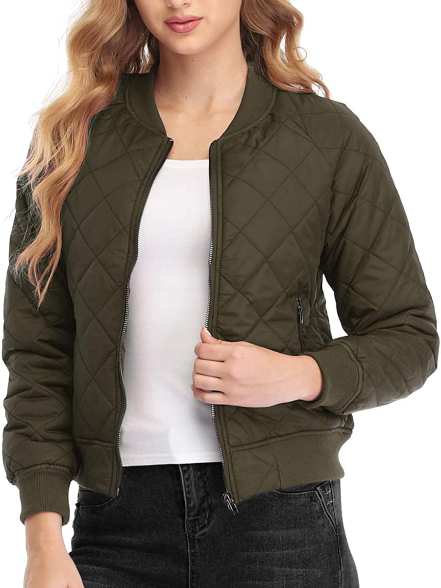 Dilgul Women’s Lightweight Quilted Jacket Zip up Warm Outwear Bomber