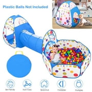 Imountek 3 in 1 Collapsible Kids Play Tent, Indoor Outdoor Ball Pit Play House for Boys Girls, Blue