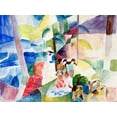 thumbnail image 2 of Macke, August 18x15 Black Ornate Wood Framed with Double Matting Museum Art Print Titled - Landscape with children and goats, 2 of 4