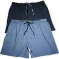 thumbnail image 2 of Hanes Men's Jersey Lounge Drawstring Shorts with Logo Waistband 2-Pack - Size - 4XL - Color - Blue Depth/Active Grey Heather, 2 of 2