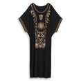 thumbnail image 4 of Black Kaftan Embroidered Dress Plus Size Short Sleeve Beachwear Nomadic Summer Outwear mumu Loungewear Comfortable Nightgown Lightweight Vacation Clothing, 4 of 10
