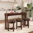 thumbnail image 2 of LKTART Bar Table and Chairs Set, Modern Retro Sofa Table with Stools, Behind Couch Console Table Set, Solidwood Legs & Dividers, Bar Height Table for Kitchen, Small Space(Cherry), 2 of 9
