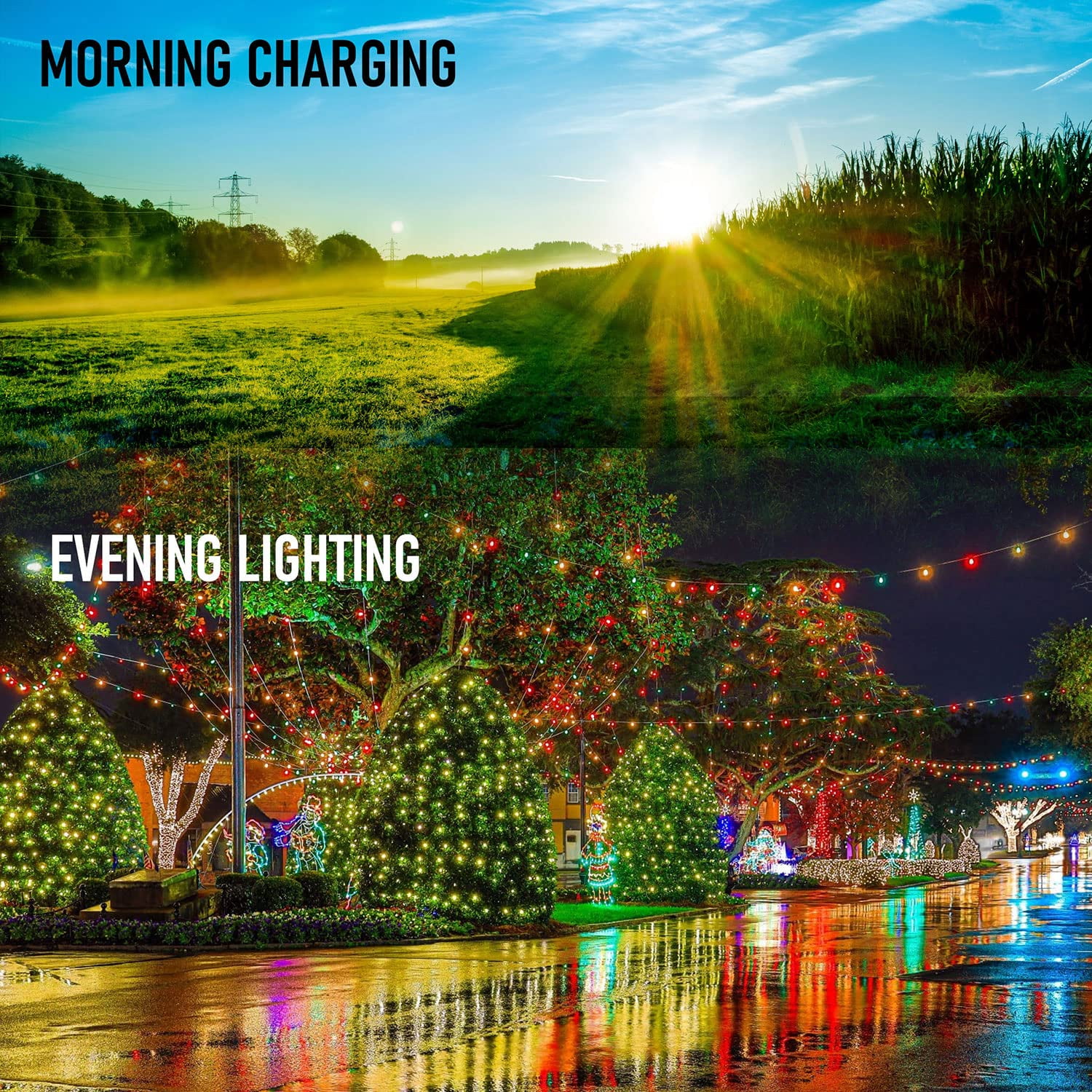 Dazzle Bright 4 Pack Total 800LED 264FT Warm White Christmas Solar String Outdoor Lights, Solar Powered with 8 Modes Waterproof Fairy Lights for Bedroom Patio Garden Tree Party Yard Decoration