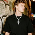 thumbnail image 6 of VNOX VNOX Mens Womens Large Cross Necklace with Stainless Steel Cubic Zirconia Inlay Diamond Pendant and Iced Out Cuban Chain Miami Style Hip Hop Jewelry Christmas Costume, 6 of 8