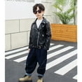 thumbnail image 3 of Children's Spring Autumn Fashion Motorcycle PU Leather Jackets Boys Girls Zipper Coat, 3 of 7