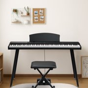 Ktaxon Digital Piano 88 Key Semi Weighted Keyboard with Foldable Bench for Beginners Triple Pedal, Black