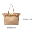 thumbnail image 2 of Bolso de hombro de viaje para mujer con borla de lona bolso diario para mujer Beige, 2 of 5