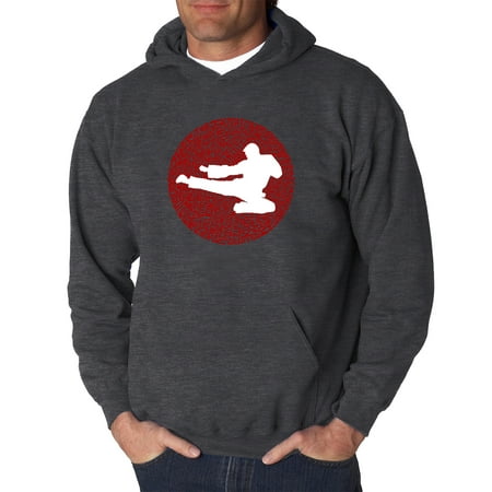 LA Pop Art Men's Word Art Hooded Sweatshirt - Types of Martial Arts