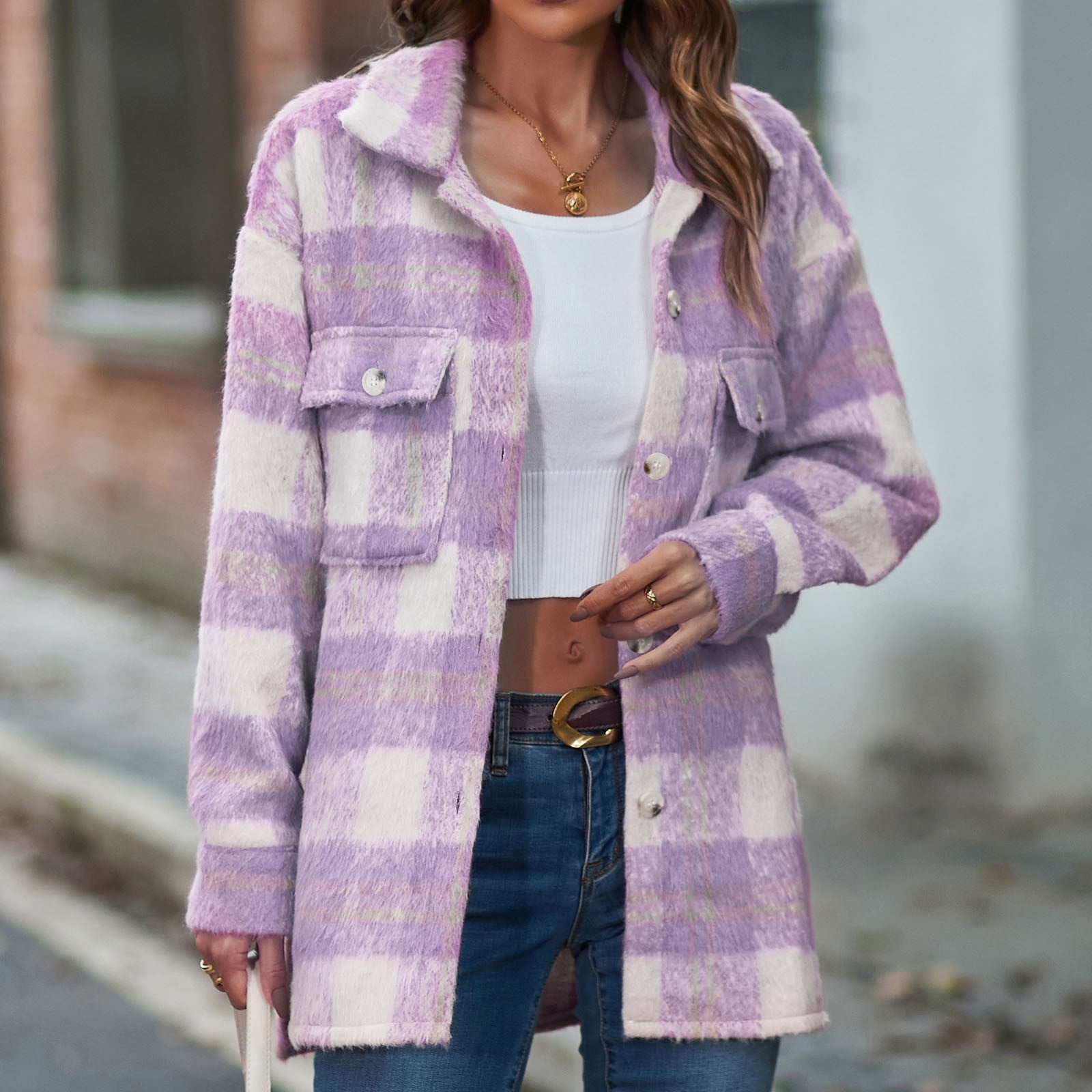 Womens purple shacket Clearance