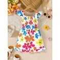 thumbnail image 3 of Summer Jumpsuits For 4Y,5Y,6Y,7Y Girls' Vibrant Floral Print Sleeveless Bow Smocking Romper Overalls,As Gift, 3 of 9