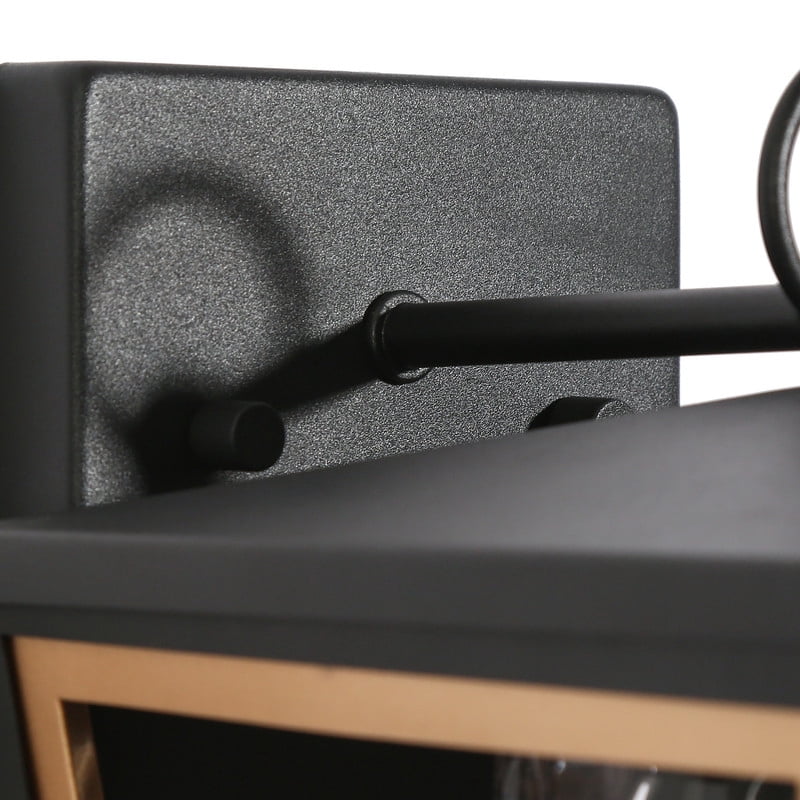 LNC Matte Black and Gold Outdoor Wall Light with Ripple Glass