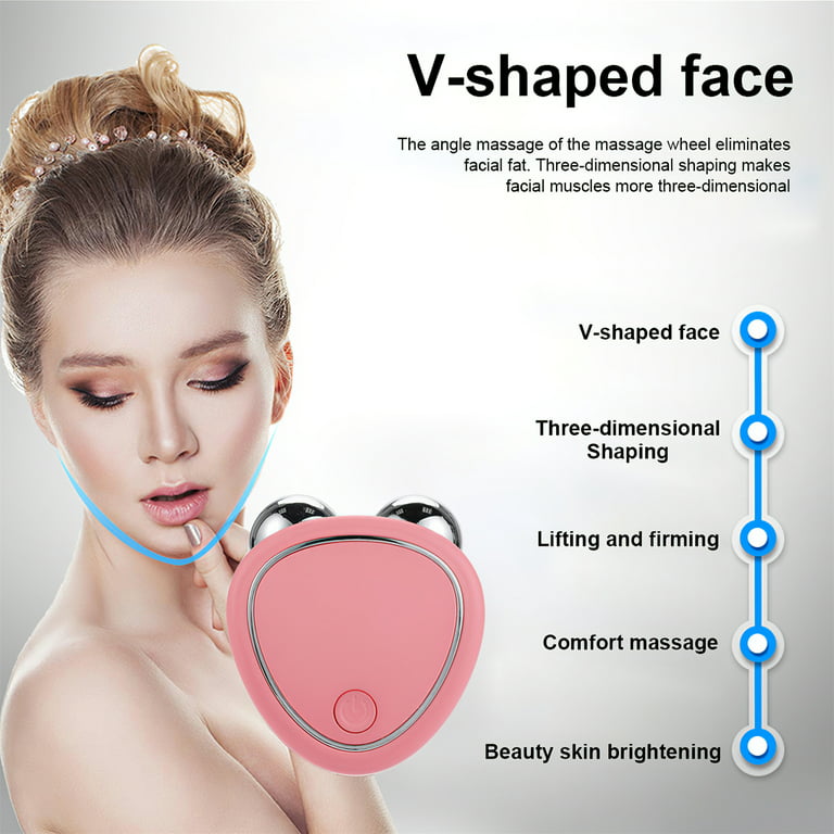 V-shaped Face Roller EMS Micro-current Beauty Massager Face Removing 3D  Roller Face-lifting Instrument with Skin Tightening Ultrasonic Firming for