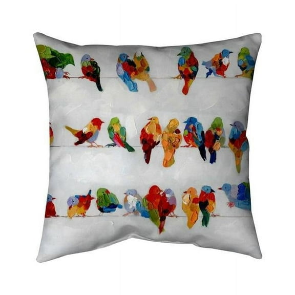 Begin Home Decor 5541-2020-AN41 20 x 20 in. A Lot of Colorful Birds on A Wire-Double Sided Print Indoor Pillow