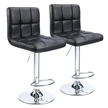 UBesGoo Bar Stools Swivel PU Leather Stool Chair with Back Adjustable Kitchen Island Counter Height Swivel Bar Stool (Black Set of