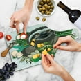 thumbnail image 4 of Sloth Cutting Board, Cartoon Mammal on Tropical Jungle Green Banana Leaves Character, Decorative Tempered Glass Cutting and Serving Board, Wine Bottle Shape, Chocolate Green Ivory, by Ambesonne, 4 of 5