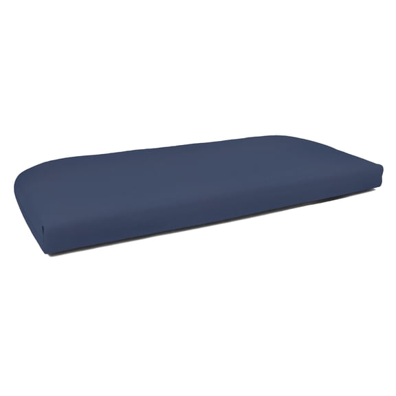 Casual Cushion Wicker Outdoor Bench Cushion, Sunbrella Fade & Water Resistant for Wicker Settees, Garden Benches & Porch Swings, 43.5"W x 19.5"D, 2.5" thick, Reversible, Canvas Navy