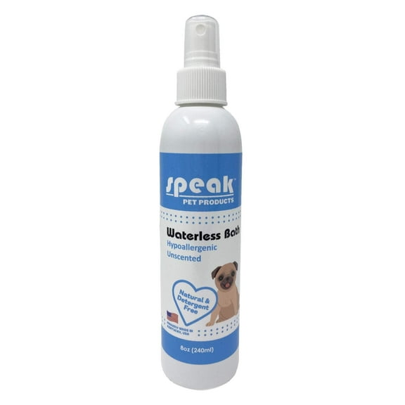 Speak Pet Products Waterless Dog Bath Spray, Hypoallergenic & Unscented, No-Rinse Grooming Spray for Sensitive Skin, 8oz – Natural, Gentle Clean