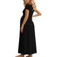 thumbnail image 3 of FchengtaiS Maternity Maxi Dress Short Sleeve Crewneck Pregnancy Dresses Summer Casual Loose Maternity Outfits for Baby Shower, 3 of 6