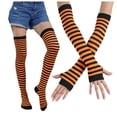 thumbnail image 3 of Fashion Striped Cotton Long Tube Gloves and Socks Combination, Seven Color Rainbow Design, Unisex for Men and Women, Comfortable and Stretchy, Orange Black Stripes, 3 of 3